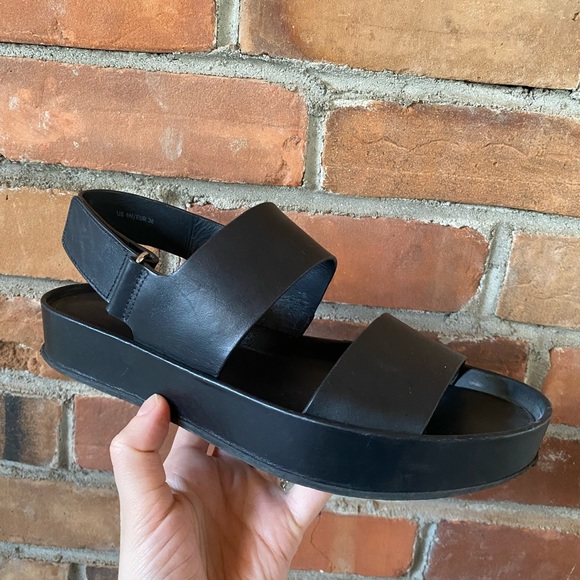 VINCE Marrett Platform Leather Sandals black size 6 - Picture 2 of 14